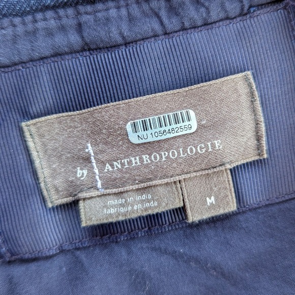 Maeve by Anthropologie Tommie Smocked Front Zip Denim Midi Dress Blue Sz M - Picture 7 of 12